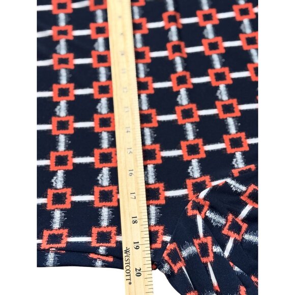 Michael Kors Womens L Long Sleeve Geometric Pattern Dress Blue Orange Stretch - Picture 5 of 9